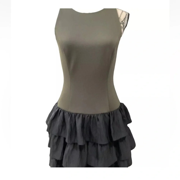 NWT RACHEL Rachel Roy Dark Green Black with Glitter Dress Tiered Ruffles - Picture 3 of 10